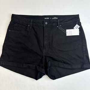 Old Navy High Rise OG Straight Shorts 18 Cuffed Black Denim Jean Plus Size NWT